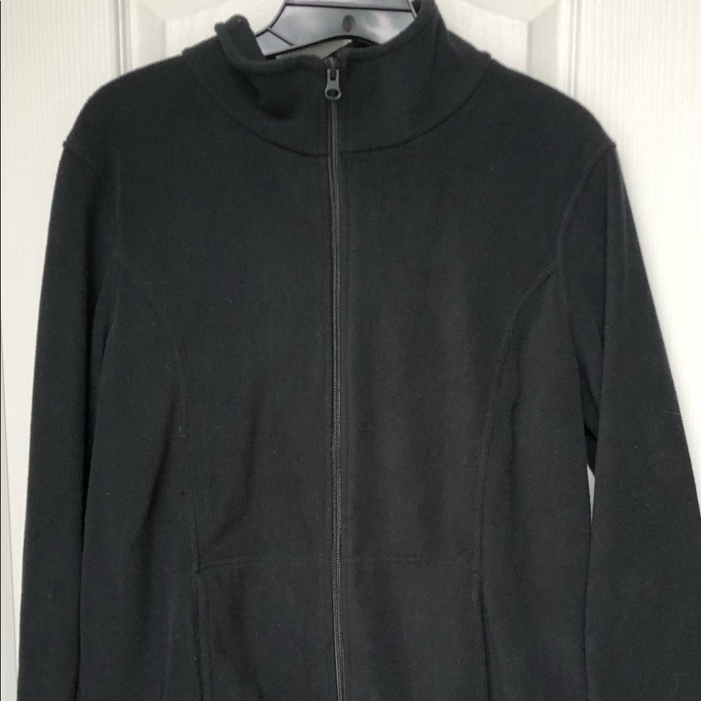Like NEW! Cabelas Mens Black Fleece Zip-up Jacket-Size Medium